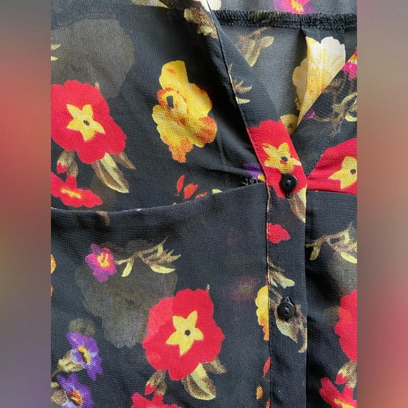 Zara Floral sheer long sleeve blouse sz  M - Picture 4 of 8